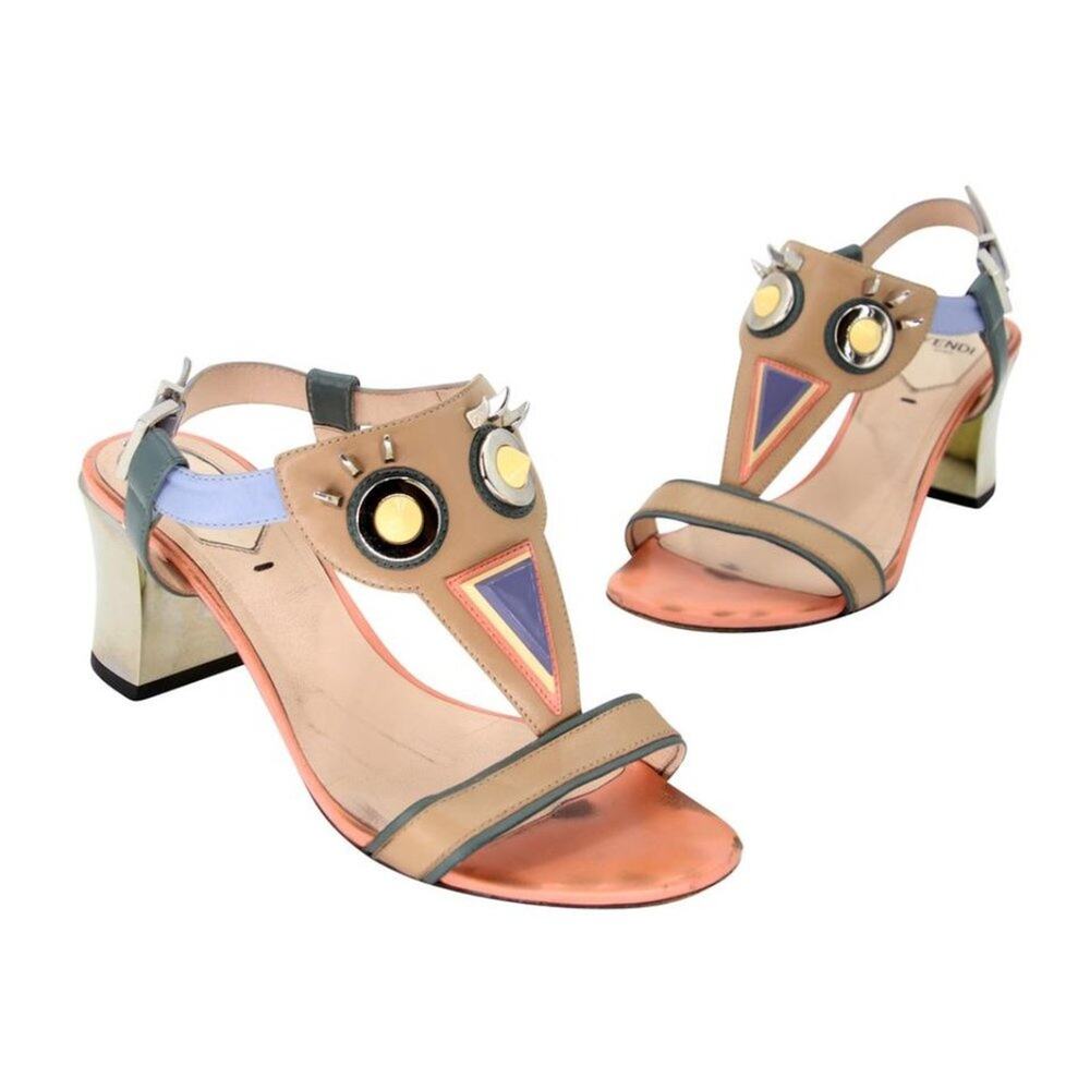 Fendi Monster Face 7.5 Embellished Heels Spikes Rare Pumps FF-0703N-0001
